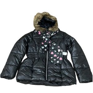 S Rothschild & Co Big Girls Solid Puffer Coat and Scarf